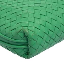 Pre Owned Bottega Veneta Green Intrecciato Leather Nodini Crossbody Bag