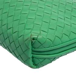 Pre Owned Bottega Veneta Green Intrecciato Leather Nodini Crossbody Bag