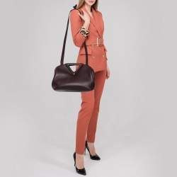 Pre Owned Bottega Veneta Plum Leather The Triangle Shoulder Bag