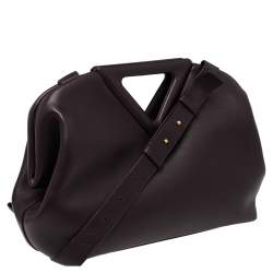 Pre Owned Bottega Veneta Plum Leather The Triangle Shoulder Bag