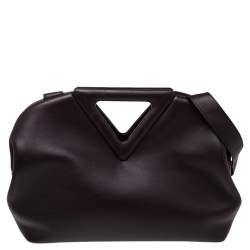 Pre Owned Bottega Veneta Plum Leather The Triangle Shoulder Bag