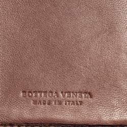 Pre Owned Bottega Veneta Brown Intrecciato Leather and Snakeskin Trifold Wallet