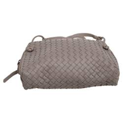 Pre Owned Bottega Veneta Taupe Intrecciato Leather Nodini Crossbody Bag