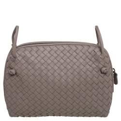 Pre Owned Bottega Veneta Taupe Intrecciato Leather Nodini Crossbody Bag