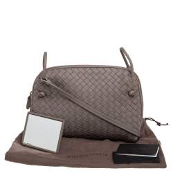 Pre Owned Bottega Veneta Taupe Intrecciato Leather Nodini Crossbody Bag