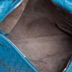 Pre Owned Bottega Veneta Blue Intrecciato Leather Veneta Hobo