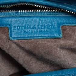 Pre Owned Bottega Veneta Blue Intrecciato Leather Veneta Hobo