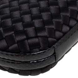 Pre Owned Bottega Veneta Black Intrecciato Satin and Snakeskin Trim Knot Clutch