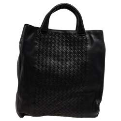 Pre Owned Bottega Veneta Black Intrecciato Leather Tote