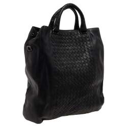 Pre Owned Bottega Veneta Black Intrecciato Leather Tote