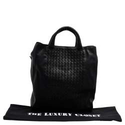 Pre Owned Bottega Veneta Black Intrecciato Leather Tote