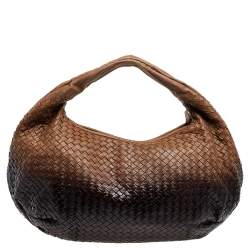 Pre Owned Bottega Veneta Ombre Intrecciato Leather Large Veneta Hobo