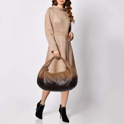 Pre Owned Bottega Veneta Ombre Intrecciato Leather Large Veneta Hobo