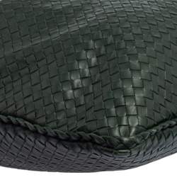 Bottega Veneta Dark Green Intrecciato Leather Maxi Veneta Hobo 