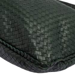 Bottega Veneta Dark Green Intrecciato Leather Maxi Veneta Hobo 