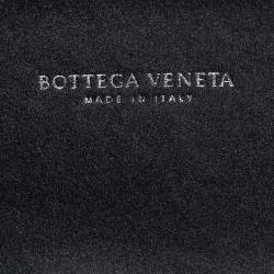 Pre Owned Bottega Veneta Black  Intrecciato Satin and Snakeskin Trim Chain Knot Clutch