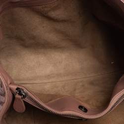 Pre Owned Bottega Veneta Pale Pink Intrecciato Leather Medium Tote