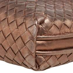 Pre Owned Bottega Veneta Metallic Bronze Intrecciato Nodini Leather Crossbody Bag