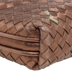 Pre Owned Bottega Veneta Metallic Bronze Intrecciato Nodini Leather Crossbody Bag