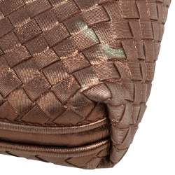 Pre Owned Bottega Veneta Metallic Bronze Intrecciato Nodini Leather Crossbody Bag