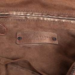 Pre Owned Bottega Veneta Metallic Bronze Intrecciato Nodini Leather Crossbody Bag