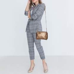 Pre Owned Bottega Veneta Metallic Bronze Intrecciato Nodini Leather Crossbody Bag