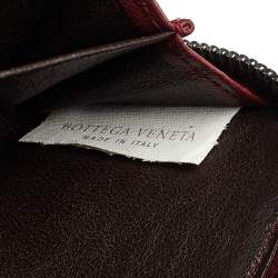 Pre Owned Bottega Veneta Burgundy Intrecciato Leather Wallet