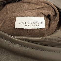 Pre Owned Bottega Veneta Olive Green Intrecciato Leather Twist Lock Clutch