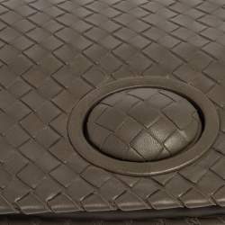 Pre Owned Bottega Veneta Olive Green Intrecciato Leather Twist Lock Clutch