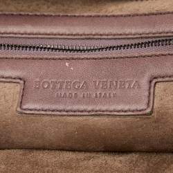 Pre Owned Bottega Veneta Brown Leather Grommet Boston Bag