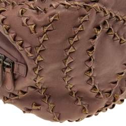 Pre Owned Bottega Veneta Brown Leather Grommet Boston Bag