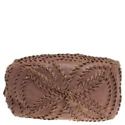 Pre Owned Bottega Veneta Brown Leather Grommet Boston Bag
