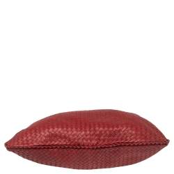Pre Owned Bottega Veneta Red Intrecciato Leather Maxi Veneta Hobo 