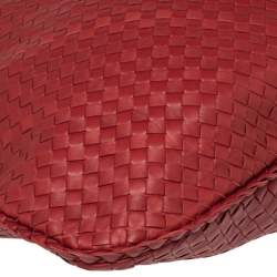 Pre Owned Bottega Veneta Red Intrecciato Leather Maxi Veneta Hobo 