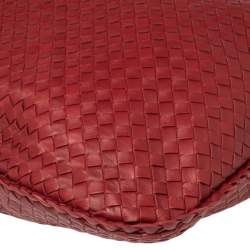 Pre Owned Bottega Veneta Red Intrecciato Leather Maxi Veneta Hobo 