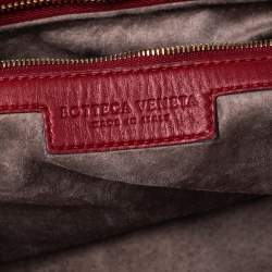 Pre Owned Bottega Veneta Red Intrecciato Leather Maxi Veneta Hobo 