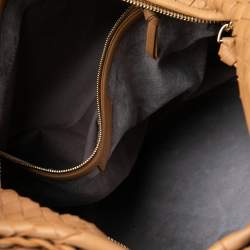 Pre Owned Bottega Veneta Beige Leather Intrecciato Large Veneta Hobo