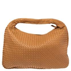 Pre Owned Bottega Veneta Beige Leather Intrecciato Large Veneta Hobo
