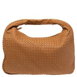 Pre Owned Bottega Veneta Beige Leather Intrecciato Large Veneta Hobo