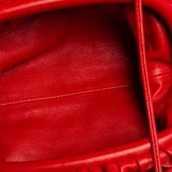 Pre Owned Bottega Veneta Red Leather Mini Pouch Bag