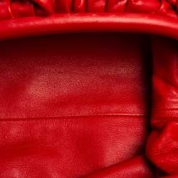 Pre Owned Bottega Veneta Red Leather Mini Pouch Bag