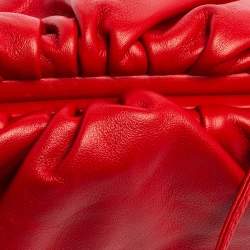Pre Owned Bottega Veneta Red Leather Mini Pouch Bag