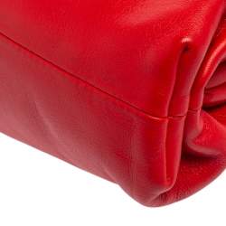 Pre Owned Bottega Veneta Red Leather Mini Pouch Bag