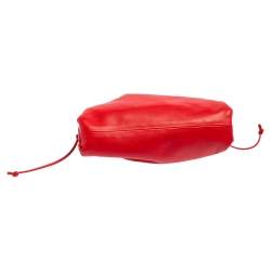 Pre Owned Bottega Veneta Red Leather Mini Pouch Bag