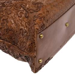 مملوكة مسبقًا Bottega Veneta Brown Embroidered Intrecciato Leather Tote