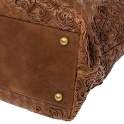 مملوكة مسبقًا Bottega Veneta Brown Embroidered Intrecciato Leather Tote