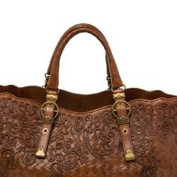 مملوكة مسبقًا Bottega Veneta Brown Embroidered Intrecciato Leather Tote