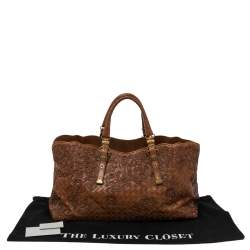 مملوكة مسبقًا Bottega Veneta Brown Embroidered Intrecciato Leather Tote