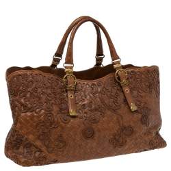 مملوكة مسبقًا Bottega Veneta Brown Embroidered Intrecciato Leather Tote