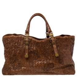 مملوكة مسبقًا Bottega Veneta Brown Embroidered Intrecciato Leather Tote